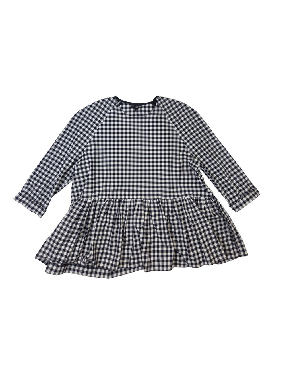 Victoria Beckham Target Womens XL Gingham Peplum Top Blue White Coastal Preppy